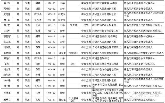 株洲公布最新干部名单