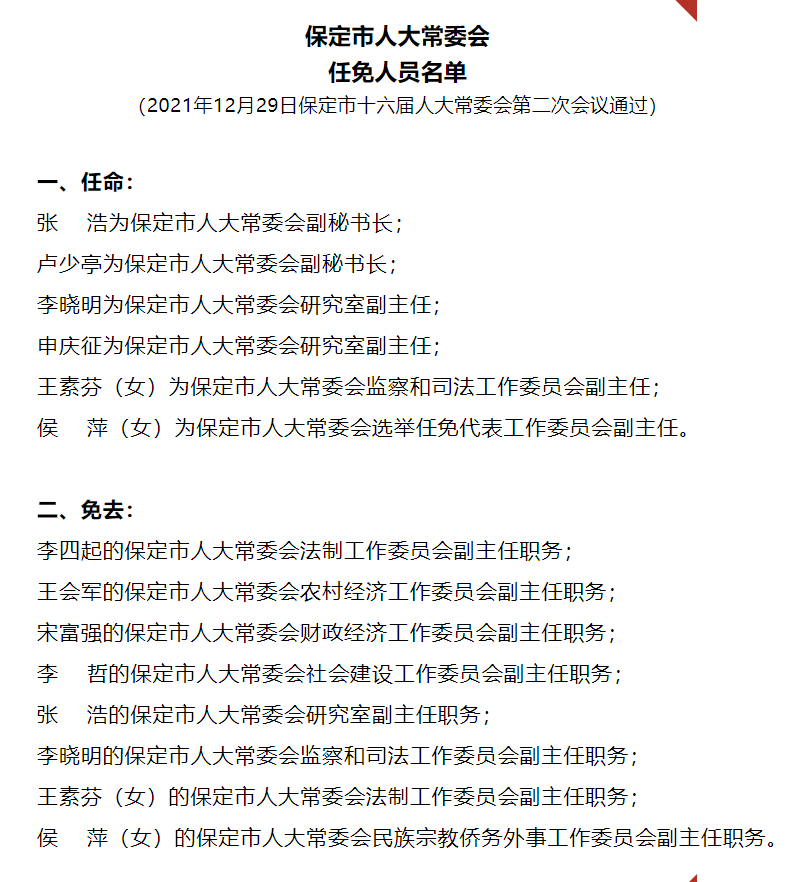 保定市最新人事调整：干部任免动态全解析